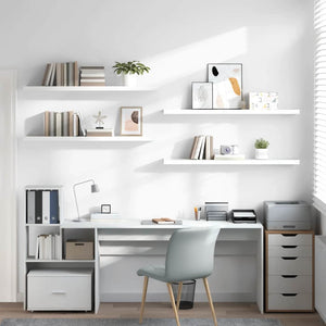vidaXL Floating Wall Shelves 4 pcs. High-Gloss White 120x23.5x3.8 cm MDF