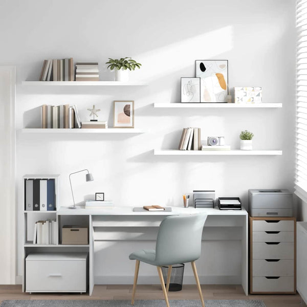 vidaXL Floating Wall Shelves 4 pcs. High-Gloss White 120x23.5x3.8 cm MDF