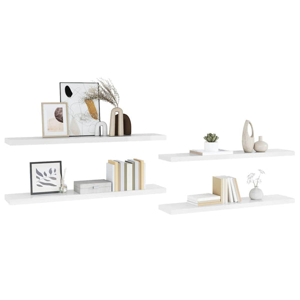 vidaXL Floating Wall Shelves 4 pcs. High-Gloss White 120x23.5x3.8 cm MDF