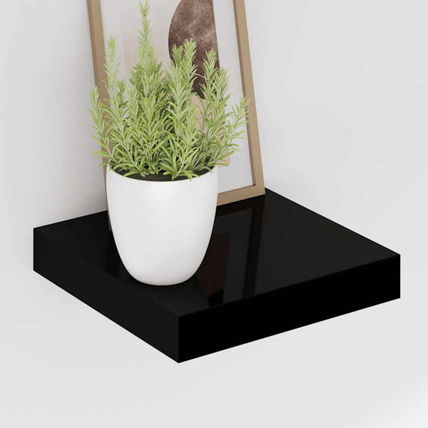 vidaXL Floating Shelf High Gloss Black 23x23.5x3.8 cm MDF