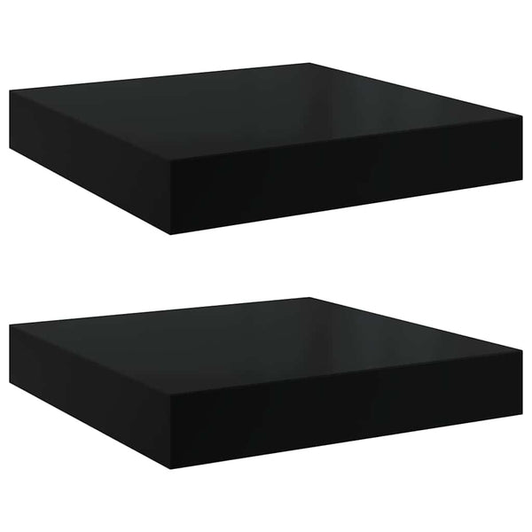 vidaXL Floating Wall Shelves 2 pcs. High-Gloss Black 23x23.5x3.8 cm MDF