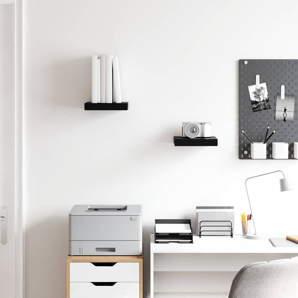 vidaXL Floating Wall Shelves 2 pcs. High-Gloss Black 23x23.5x3.8 cm MDF