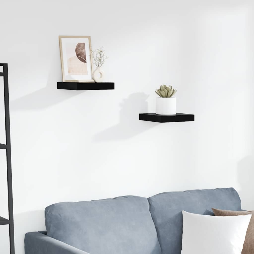vidaXL Floating Wall Shelves 2 pcs. High-Gloss Black 23x23.5x3.8 cm MDF