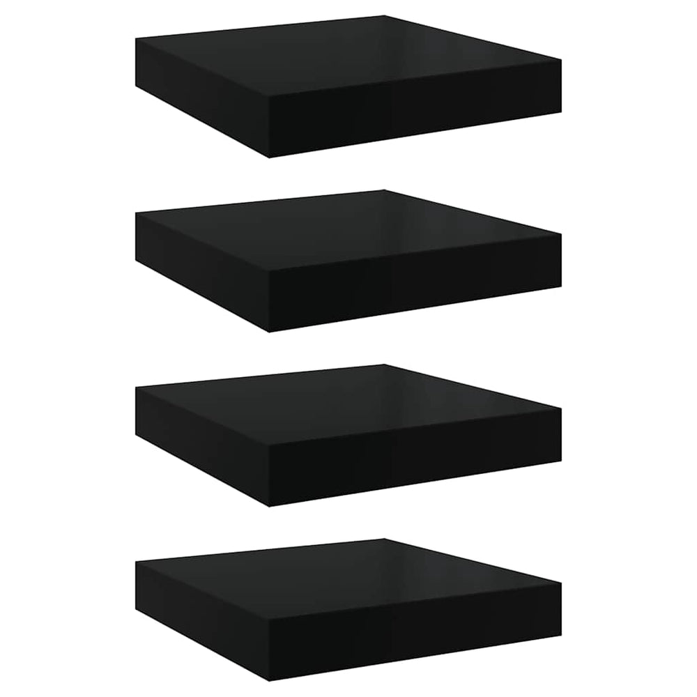 vidaXL Floating Shelves 4 pcs High Gloss Black 23x23.5x3.8 cm MDF