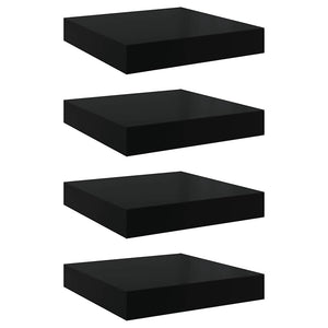 vidaXL Floating Shelves 4 pcs High Gloss Black 23x23.5x3.8 cm MDF