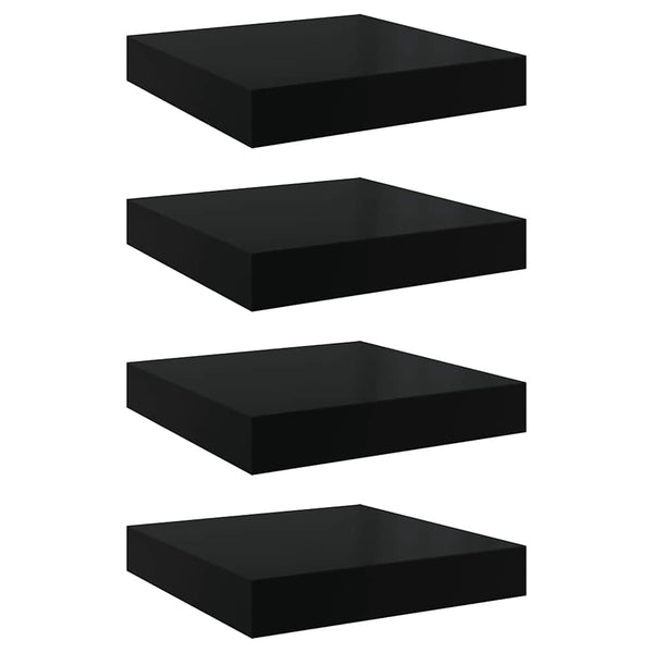 vidaXL Floating Shelves 4 pcs High Gloss Black 23x23.5x3.8 cm MDF