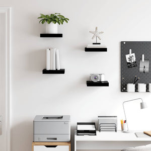 vidaXL Floating Shelves 4 pcs High Gloss Black 23x23.5x3.8 cm MDF