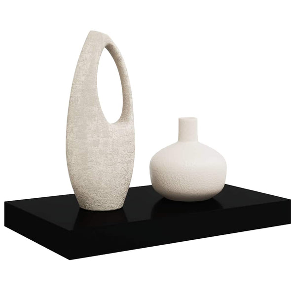 vidaXL Floating Wall Shelf High Gloss Black 40x23x3.8 cm MDF