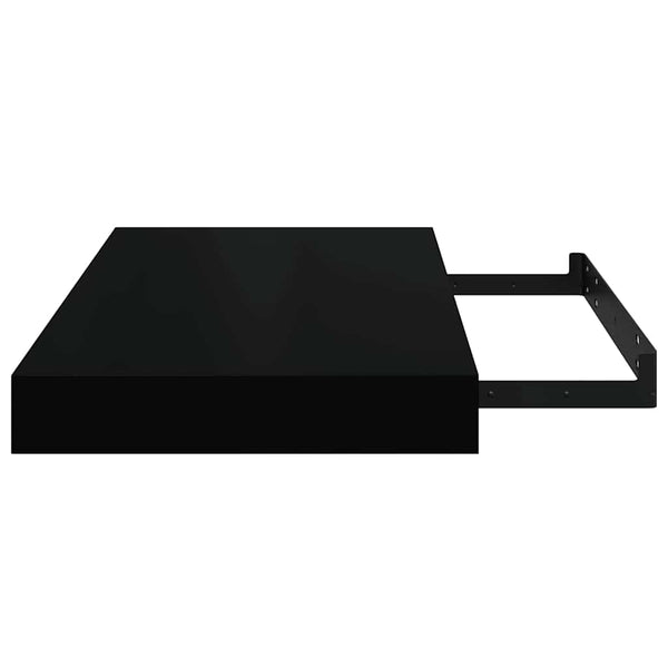 vidaXL Floating Wall Shelf High Gloss Black 40x23x3.8 cm MDF
