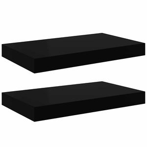 vidaXL Floating Wall Shelves 2 pcs. High Gloss Black 40x23x3.8 cm MDF