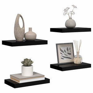 vidaXL Floating Wall Shelves 4 pcs High Gloss Black 40x23x3.8 cm MDF