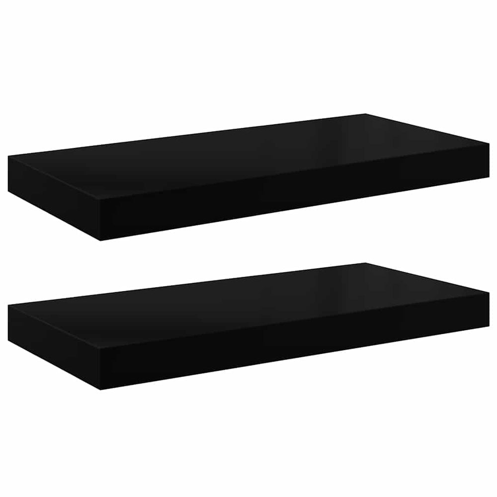 vidaXL Floating Shelves 2 pcs. High Gloss Black 50x23x3.8 cm MDF