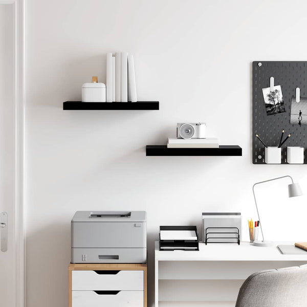 vidaXL Floating Shelves 2 pcs. High Gloss Black 50x23x3.8 cm MDF