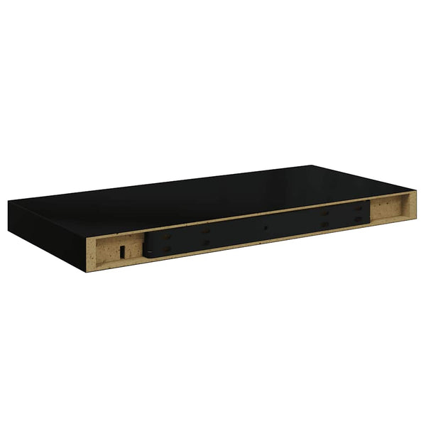vidaXL Floating Shelves 2 pcs. High Gloss Black 50x23x3.8 cm MDF