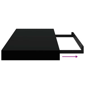 vidaXL Floating Shelves 2 pcs. High Gloss Black 50x23x3.8 cm MDF