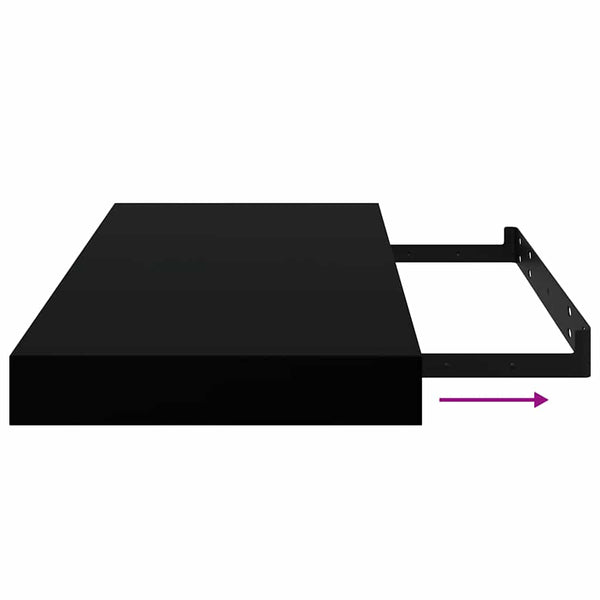 vidaXL Floating Shelves 4 pcs. High Gloss Black 50x23x3.8 cm MDF