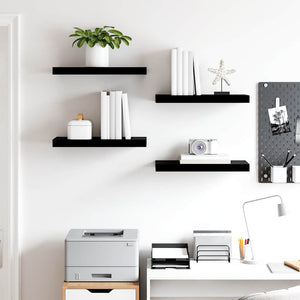 vidaXL Floating Shelves 4 pcs. High Gloss Black 50x23x3.8 cm MDF