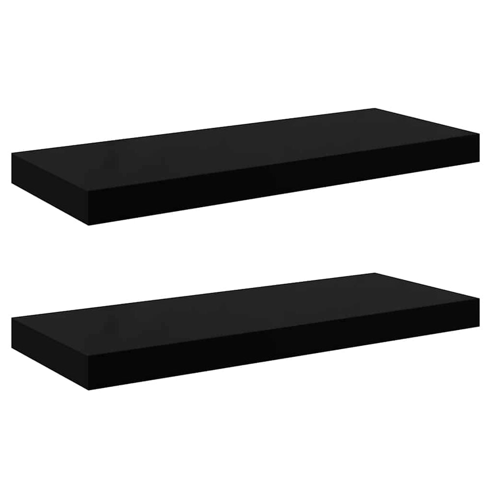 vidaXL Floating Shelves 2 pcs. High Gloss Black 60x23.5x3.8 cm MDF