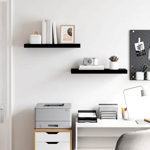 vidaXL Floating Shelves 2 pcs. High Gloss Black 60x23.5x3.8 cm MDF
