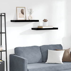 vidaXL Floating Shelves 2 pcs. High Gloss Black 60x23.5x3.8 cm MDF