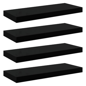 vidaXL Floating Shelves 4 pcs High Gloss Black 60x23.5x3.8 cm MDF