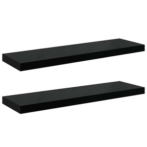 vidaXL Floating Wall Shelves 2 pcs. High Gloss Black 80x23.5x3.8 cm MDF
