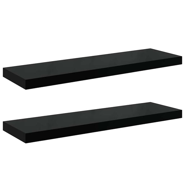vidaXL Floating Wall Shelves 2 pcs. High Gloss Black 80x23.5x3.8 cm MDF