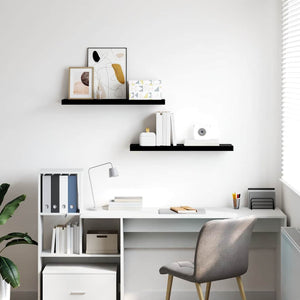 vidaXL Floating Wall Shelves 2 pcs. High Gloss Black 80x23.5x3.8 cm MDF
