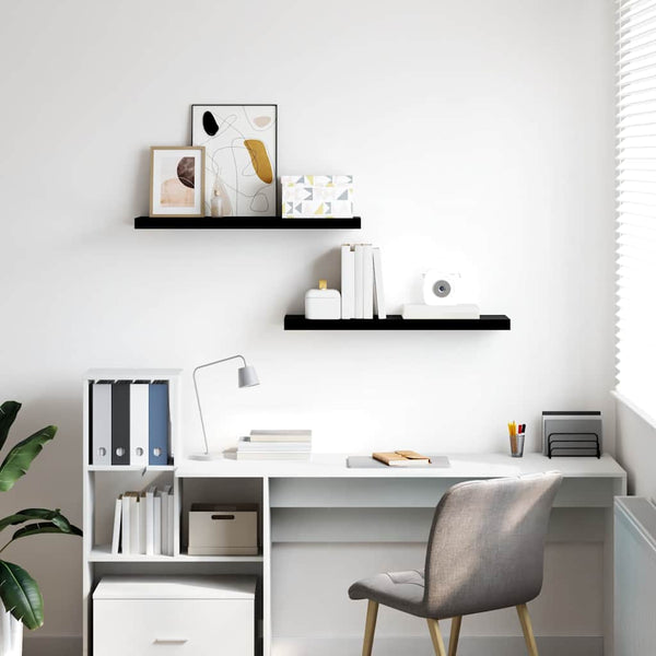 vidaXL Floating Wall Shelves 2 pcs. High Gloss Black 80x23.5x3.8 cm MDF