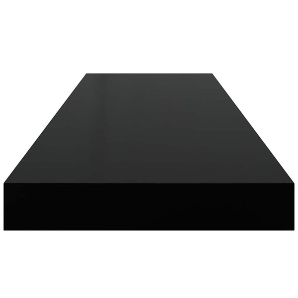 vidaXL Floating Wall Shelves 2 pcs. High Gloss Black 80x23.5x3.8 cm MDF