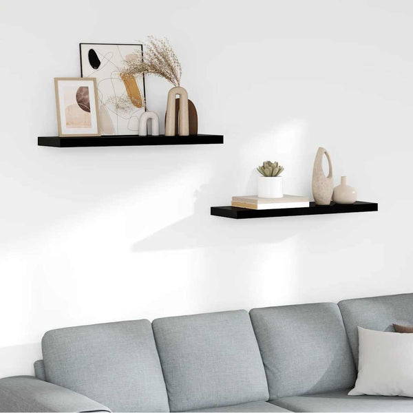 vidaXL Floating Wall Shelves 2 pcs. High Gloss Black 80x23.5x3.8 cm MDF