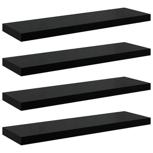 vidaXL Floating Shelves 4 pcs. High Gloss Black 80x23.5x3.8 cm MDF