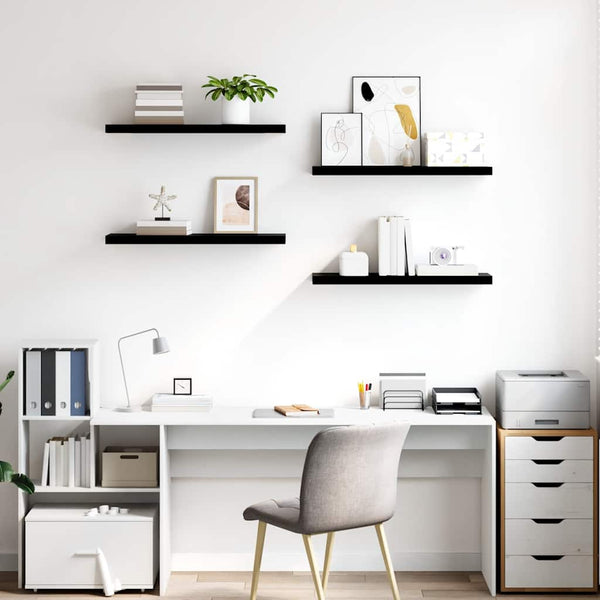 vidaXL Floating Shelves 4 pcs. High Gloss Black 80x23.5x3.8 cm MDF