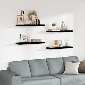 vidaXL Floating Shelves 4 pcs. High Gloss Black 80x23.5x3.8 cm MDF