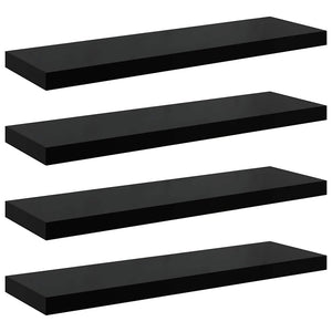 vidaXL Floating Wall Shelves 4 pcs. High Gloss Black 90x23.5x3.8cm MDF