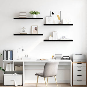 vidaXL Floating Wall Shelves 4 pcs. High Gloss Black 90x23.5x3.8cm MDF