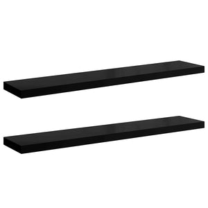 vidaXL Floating Shelves 2 pcs. High Gloss Black 120x23.5x3.8 cm MDF