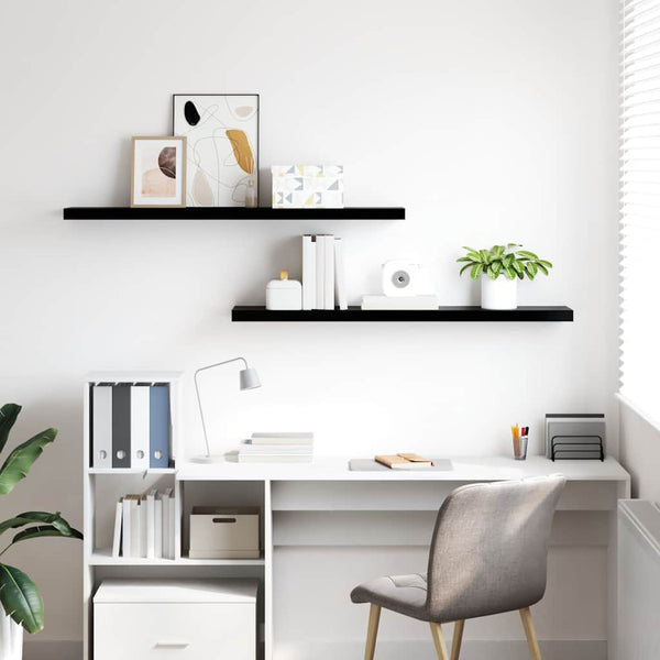 vidaXL Floating Shelves 2 pcs. High Gloss Black 120x23.5x3.8 cm MDF