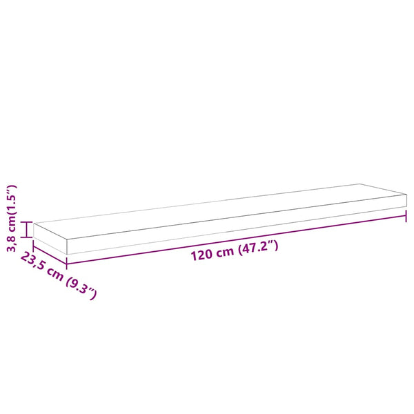 vidaXL Floating Shelves 2 pcs. High Gloss Black 120x23.5x3.8 cm MDF