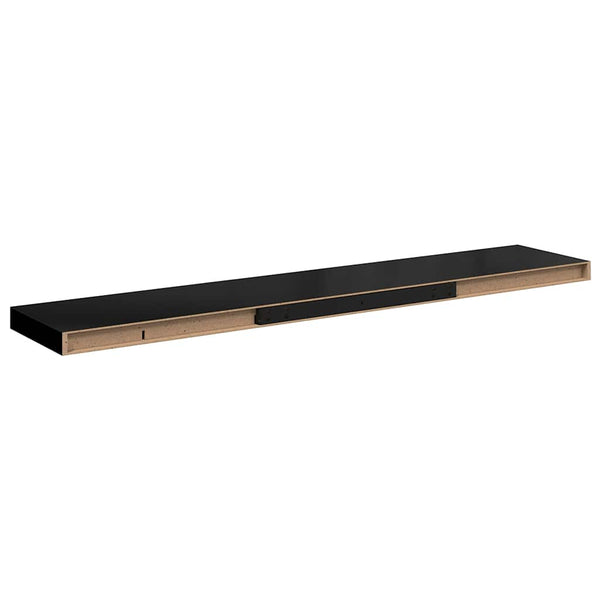vidaXL Floating Shelves 2 pcs. High Gloss Black 120x23.5x3.8 cm MDF