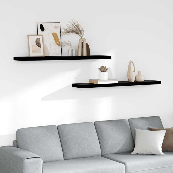 vidaXL Floating Shelves 2 pcs. High Gloss Black 120x23.5x3.8 cm MDF
