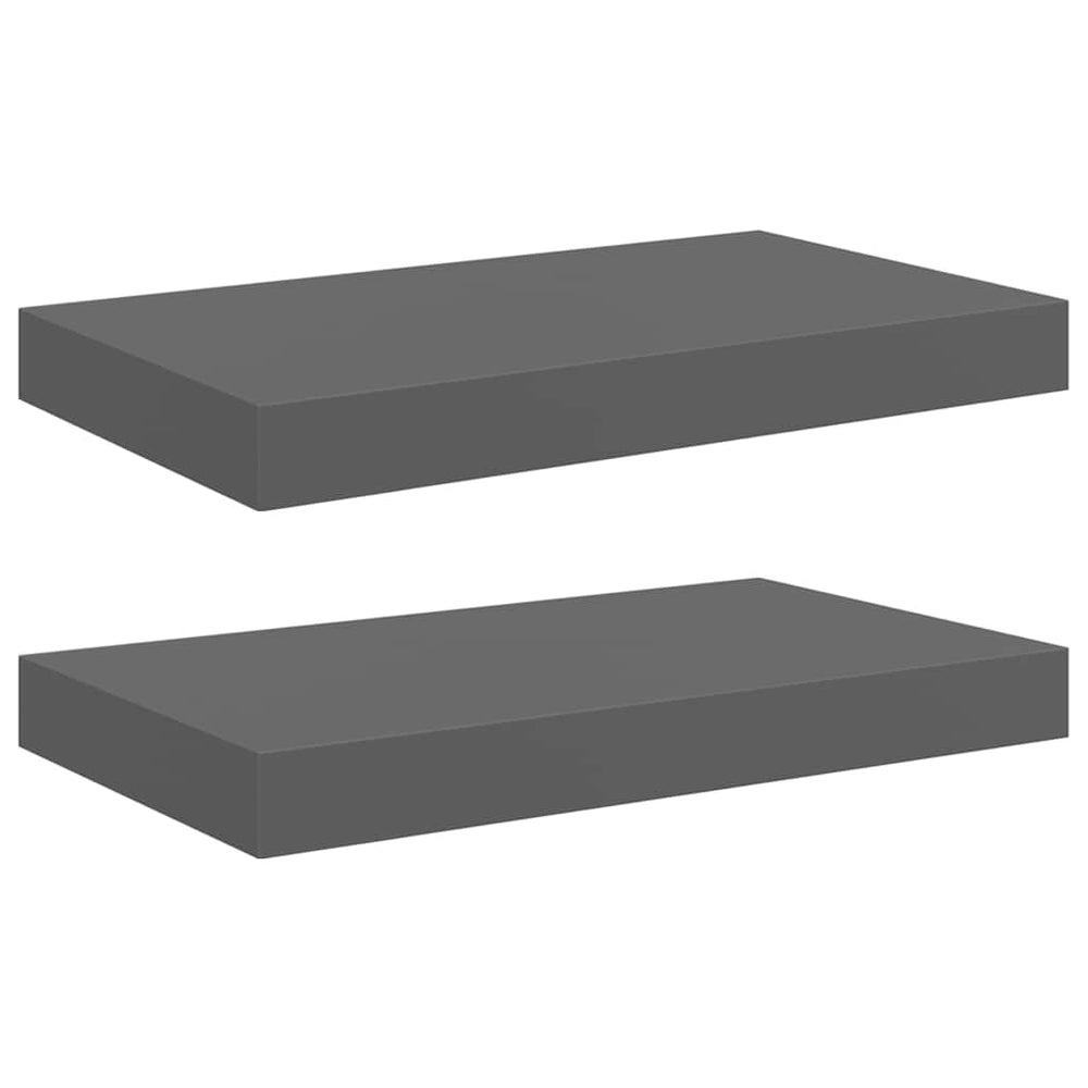 vidaXL Floating Shelves 2 pcs. High Gloss Grey 40x23x3.8 cm MDF