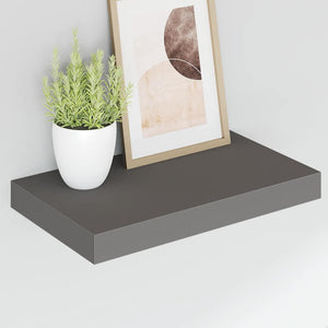 vidaXL Floating Shelves 2 pcs. High Gloss Grey 40x23x3.8 cm MDF
