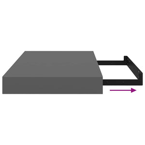 vidaXL Floating Shelves 4 pcs. High Gloss Grey 40x23x3.8 cm MDF