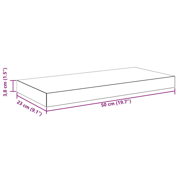 vidaXL Floating Wall Shelf High Gloss Grey 50x23x3.8 cm MDF