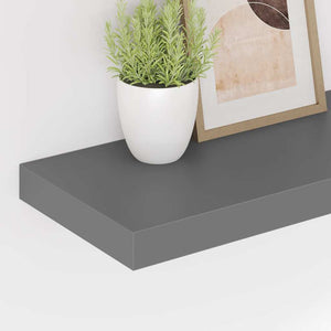 vidaXL Floating Wall Shelf High Gloss Grey 50x23x3.8 cm MDF