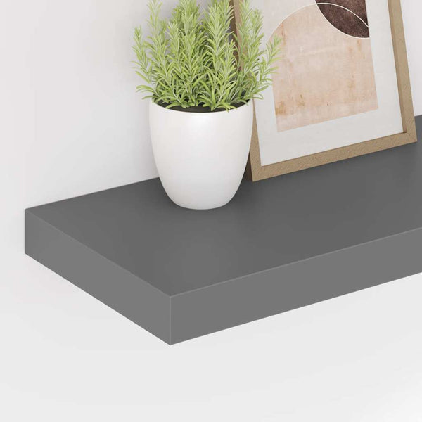 vidaXL Floating Wall Shelf High Gloss Grey 50x23x3.8 cm MDF