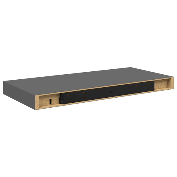 vidaXL Floating Wall Shelf High Gloss Grey 50x23x3.8 cm MDF