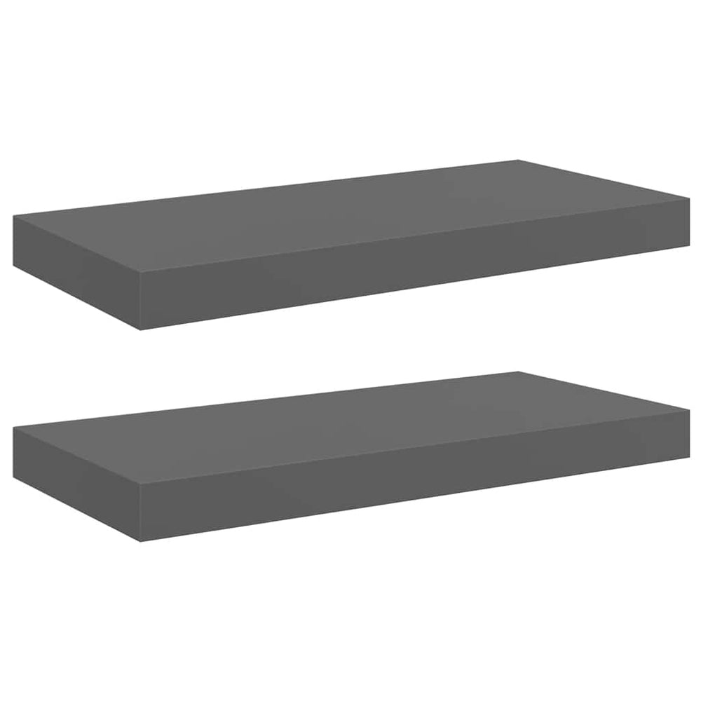 vidaXL Floating Wall Shelves 2 pcs. High Gloss Grey 50x23x3.8 cm MDF