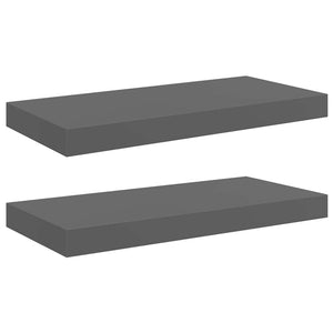 vidaXL Floating Wall Shelves 2 pcs. High Gloss Grey 50x23x3.8 cm MDF